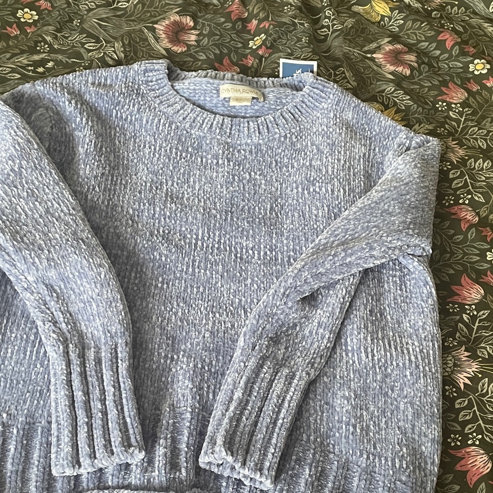 Cynthia Rowley Heathered Blue Crew Neck Sweater